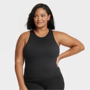 XXL All In Motion Women’s Cropped Shelf Tank Bra Black Athletic Top